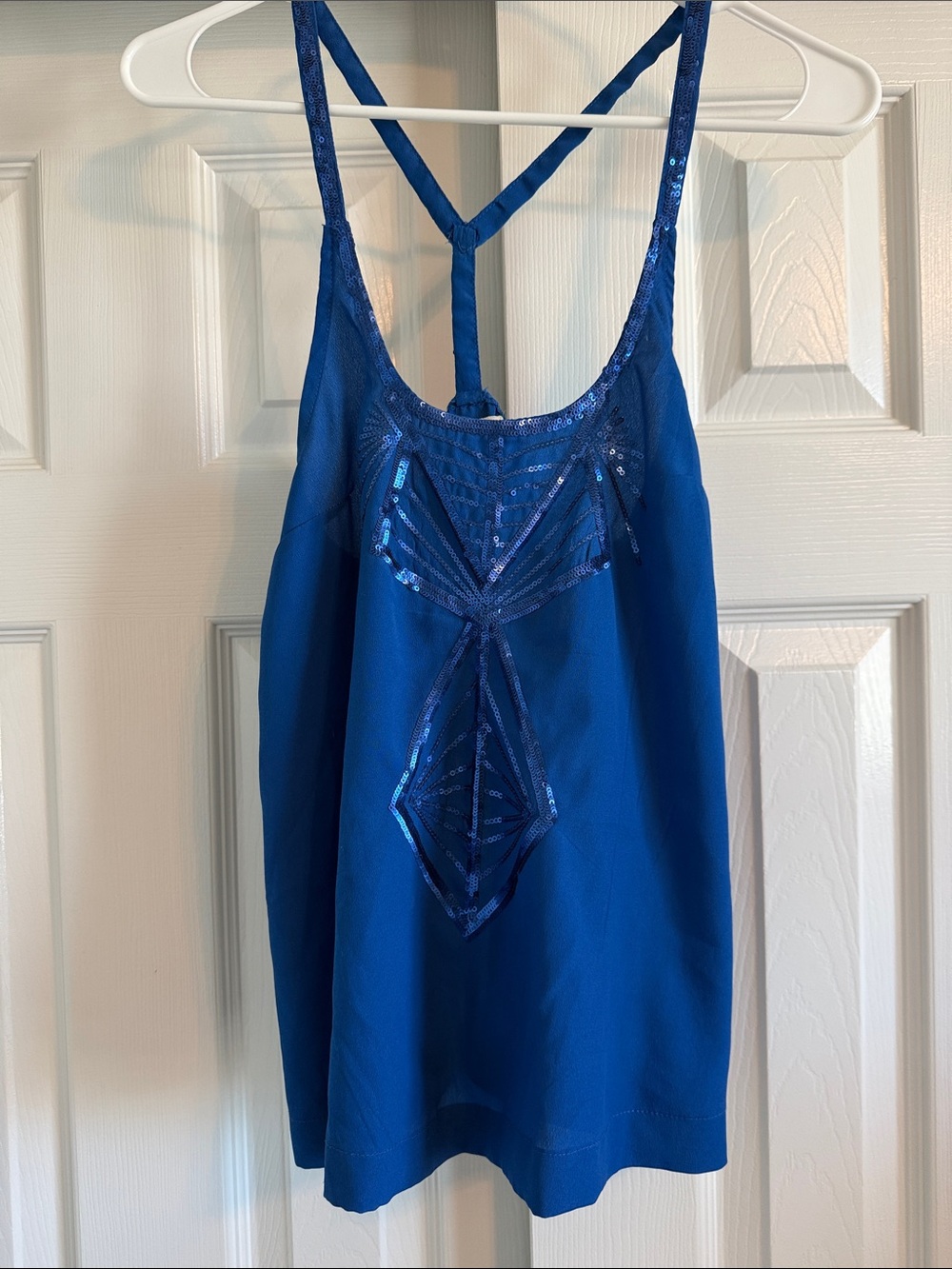 Love Culture Blue Strappy Sequin Embellished Tank Top